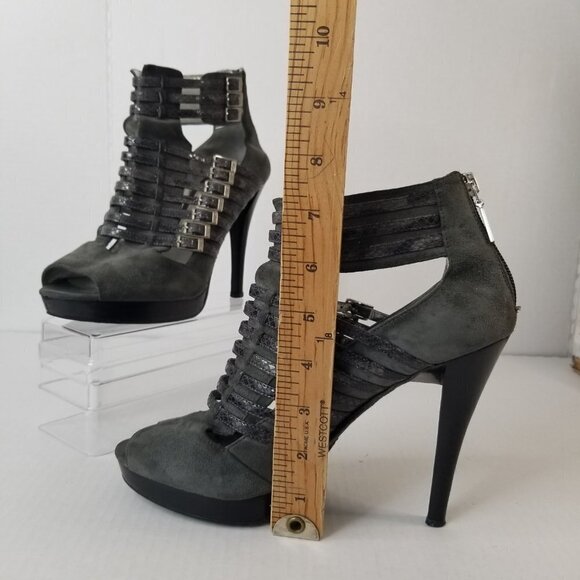 Calvin Klein Danica Platform Stiletto Heels Pumps Grey Suede Date Night Sz 9.5 - Picture 4 of 16